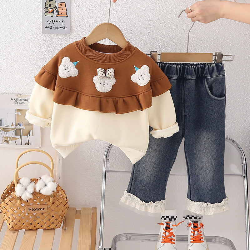 Conjunto Infantil Tricô Ursinhos e Jeans