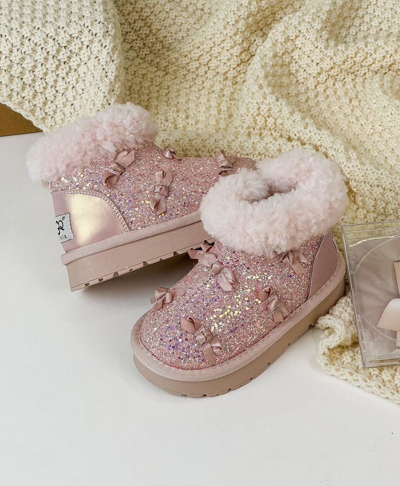 Bota Infantil Feminina Brilhante Lacinhos