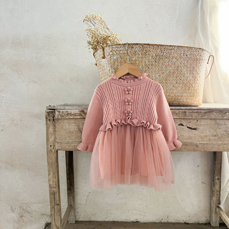 Vestido Infantil Tule e Florzinhas