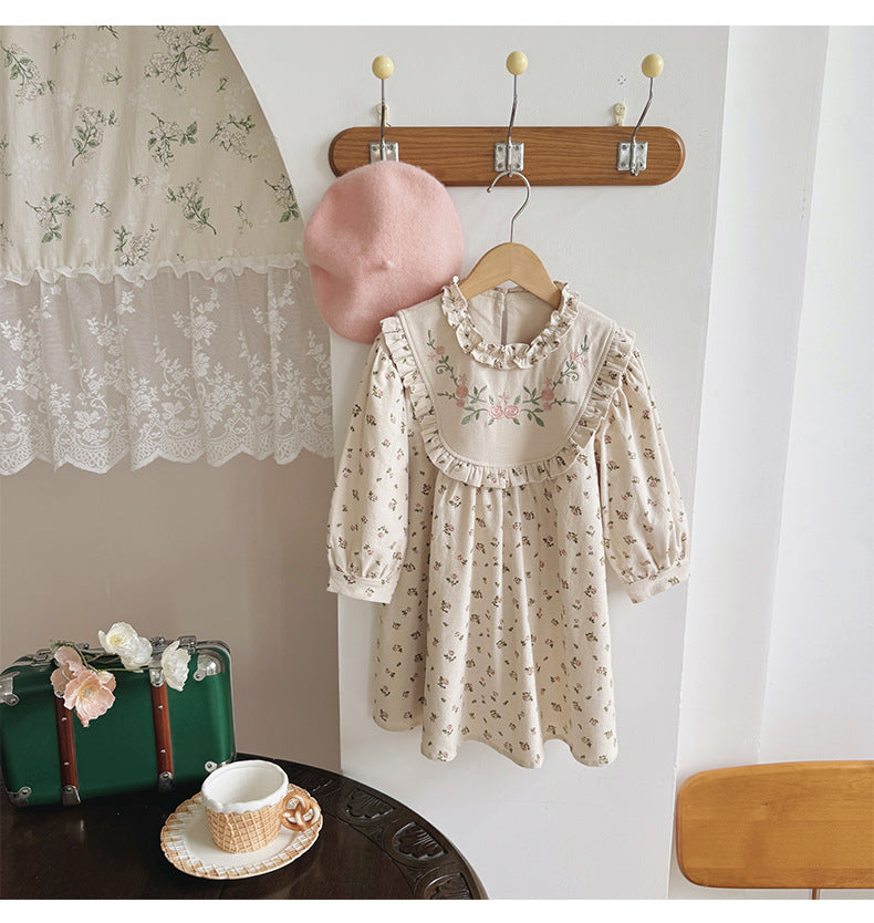Vestido Infantil Floral Gola Bordada
