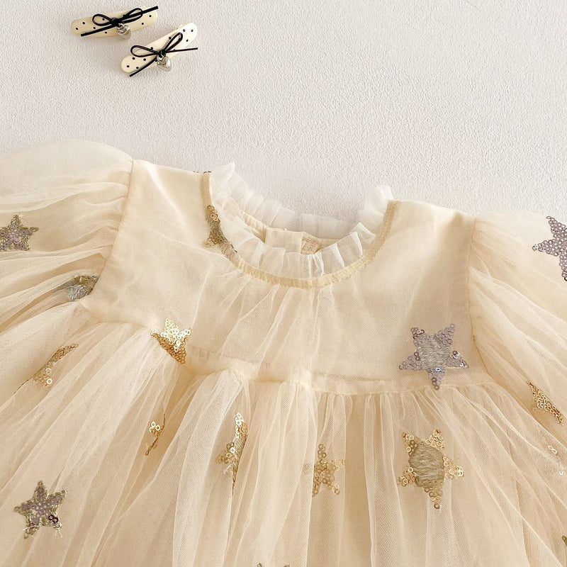 Vestido Infantil Tule Estrelinhas