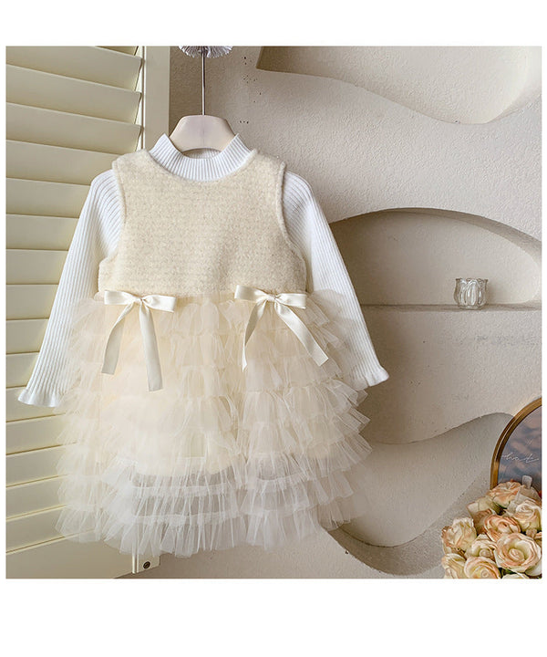 Vestido Infantil Inverno/Verão Tule Lacinhos