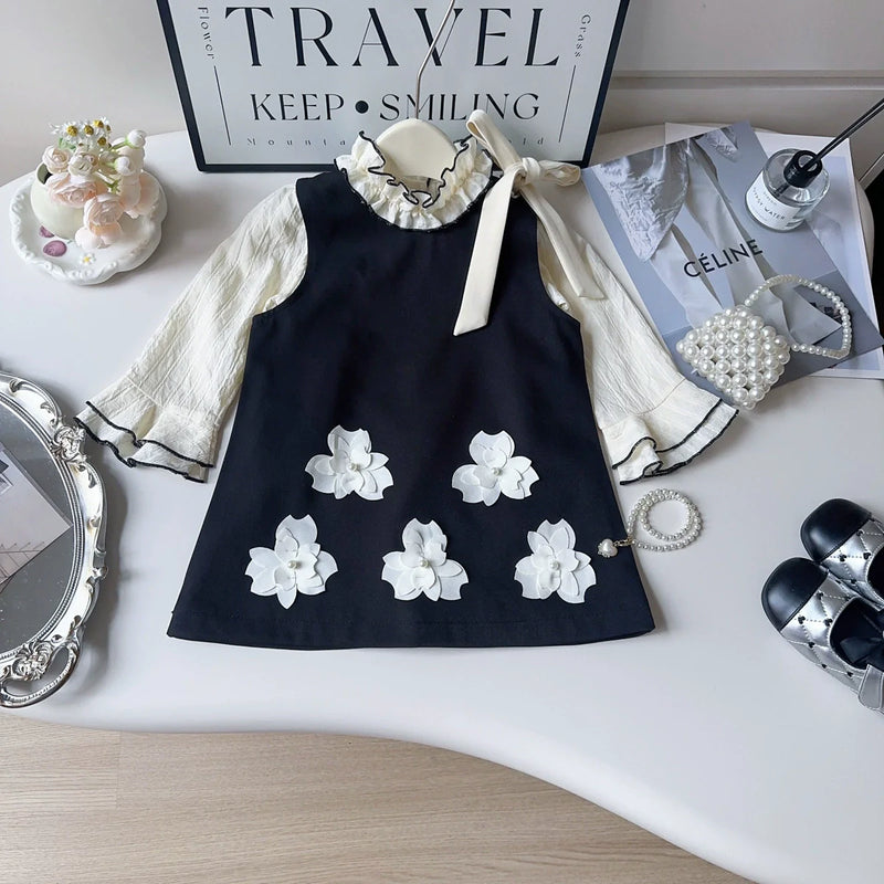 Vestido Infantil Florzinhas + Manga Longa