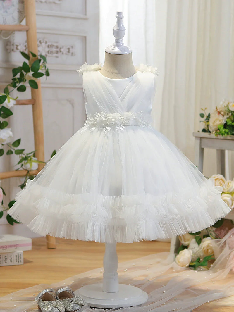 Vestido De Festa Infantil de Tule Flores