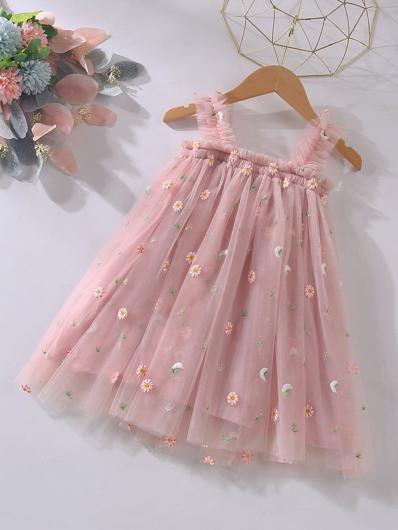 Vestido Infantil Tule Florzinhas