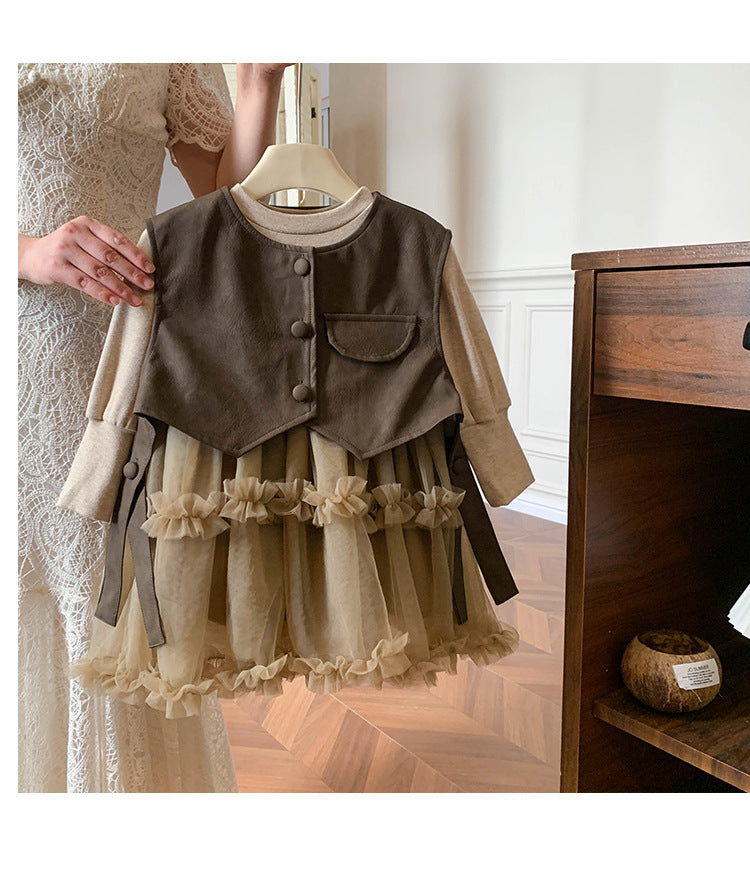Conjunto Infantil Colete + Vestido Tule
