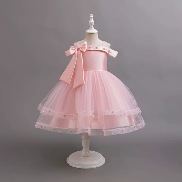 Vestido De Festa Infantil Pérolas e Lacinho