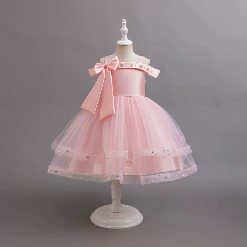 Vestido De Festa Infantil Pérolas e Lacinho