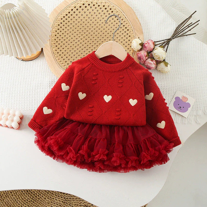 Conjunto Infantil Feminino Tricô Love Tule