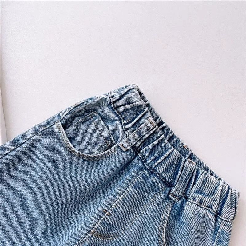 Calça Infantil Feminina Jeans Florzinhas