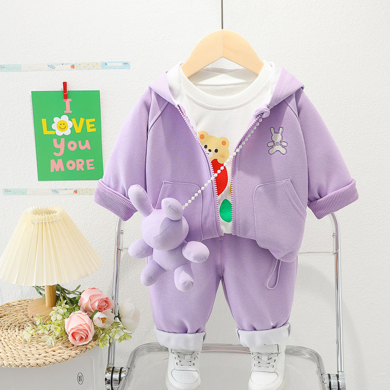 Conjunto Infantil Feminino Coelho 3 Peças Bolsinha