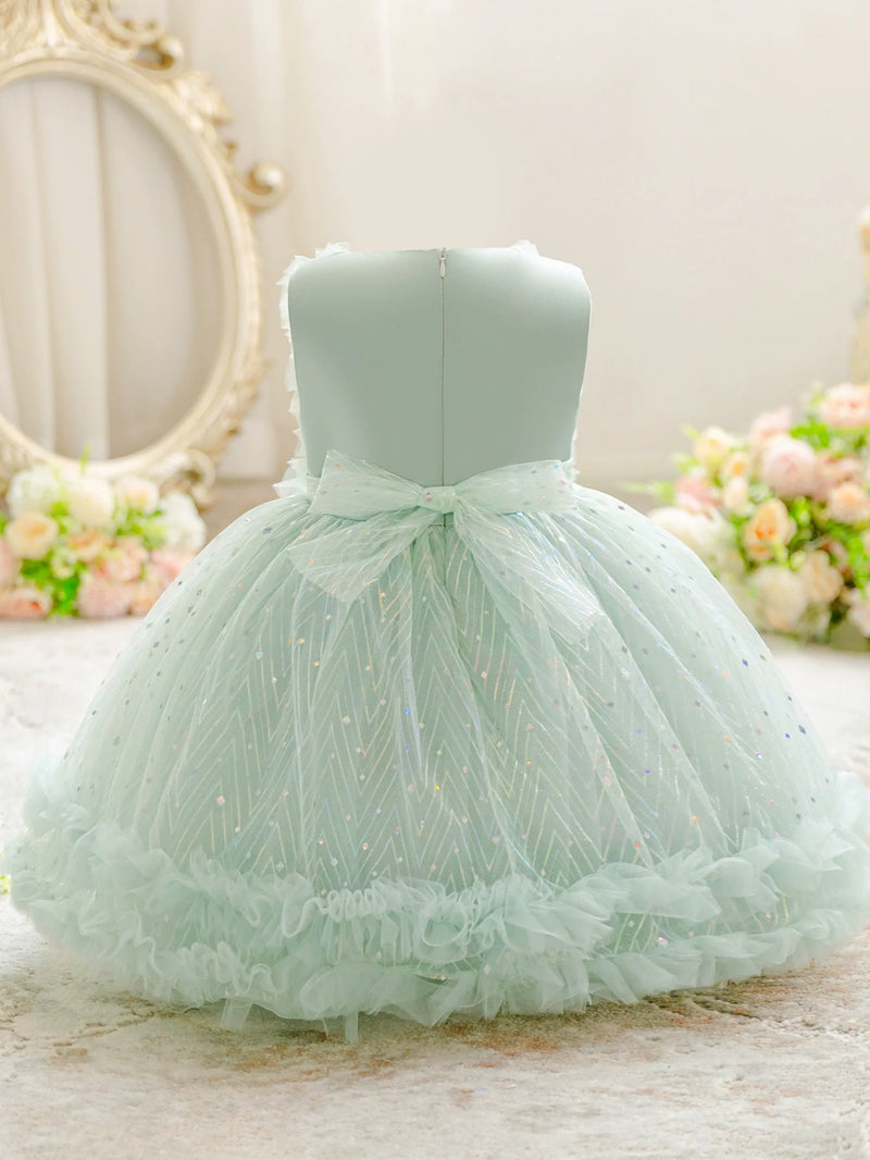 Vestido De Festa Infantil Brilhos e Pérolas