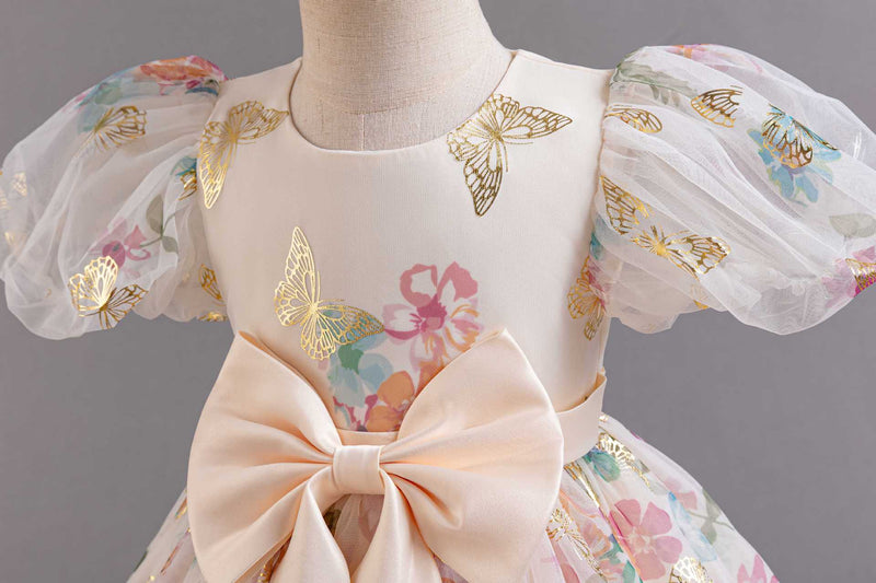 Vestido Infantil De Festa Floral Laçinho