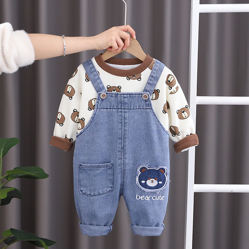 Conjunto Infantil Jardineira + Blusa Ursinhos