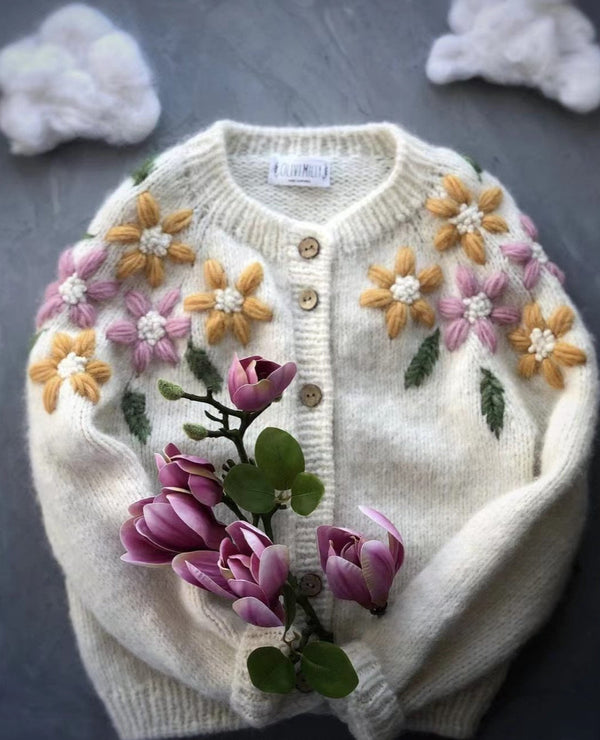 Cardigan Infantil Tricô Florzinhas
