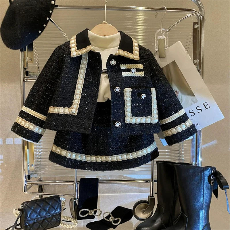 Conjunto Infantil Feminino Tweed Brilhos Botõeszinhos