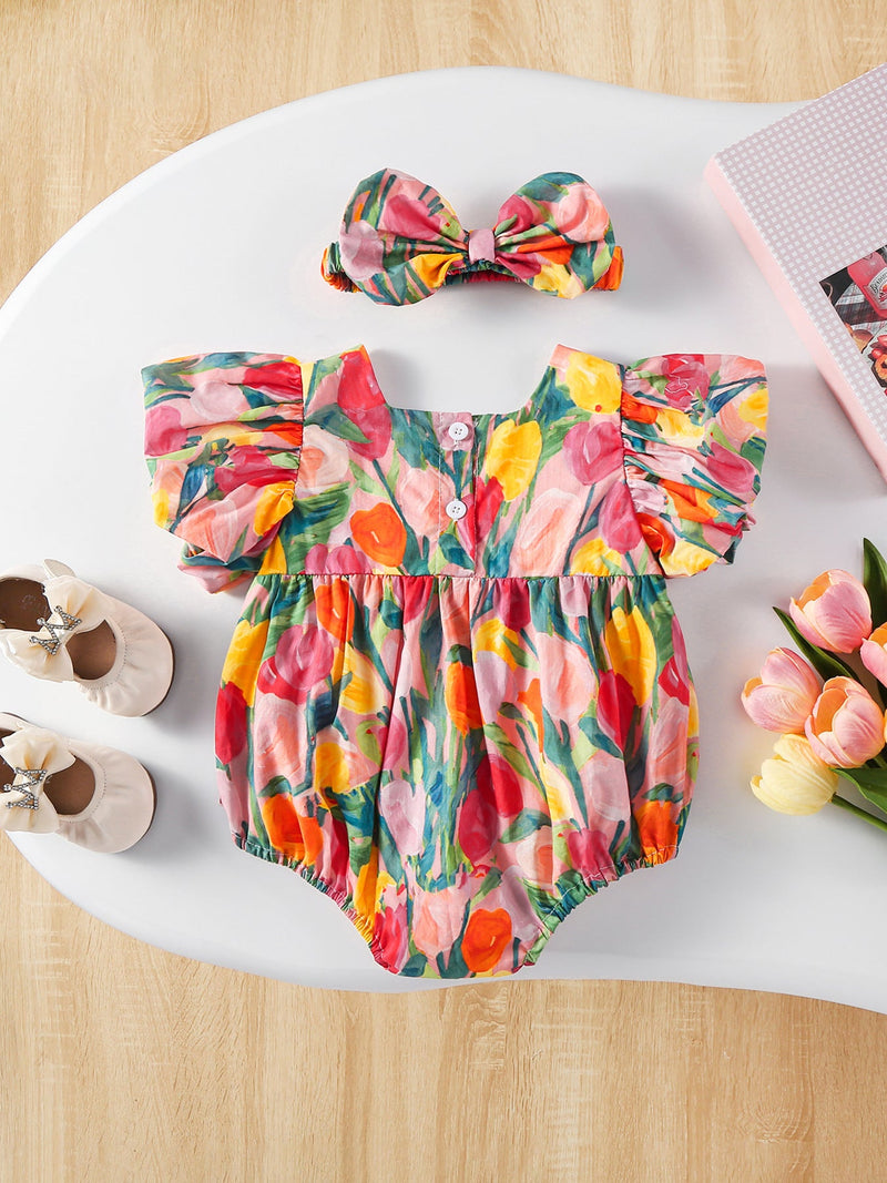 Body Infantil Feminino Floral Laços