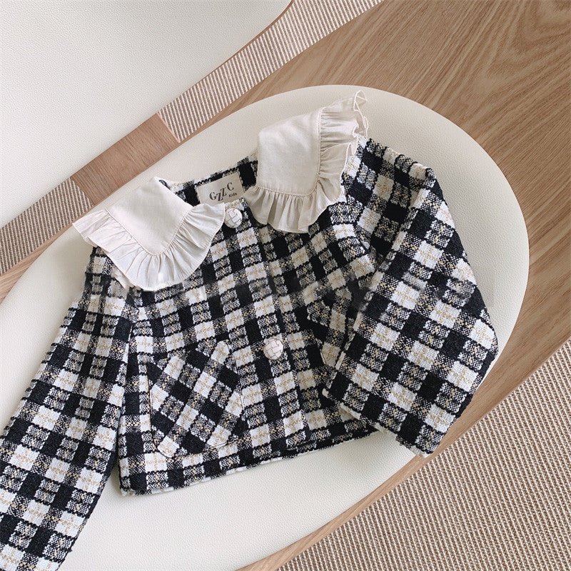 Conjunto Infantil Feminino Xadrez Bolsinhos