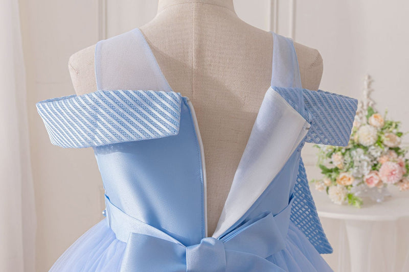 Vestido Infantil de Festa Ombro a Ombro Lacinho