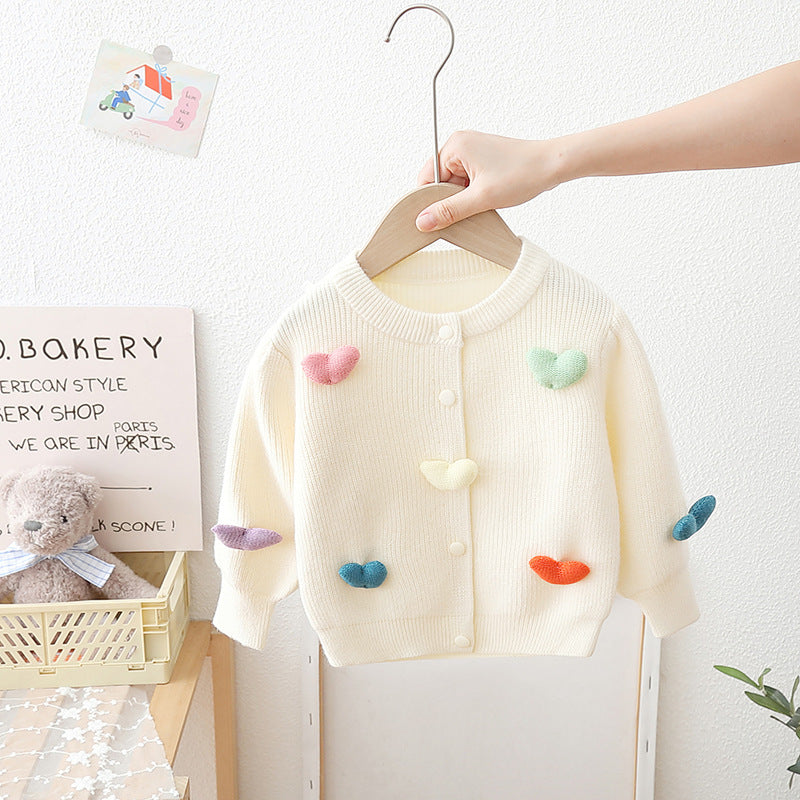 Cardigan Infantil Tricô Coraçõezinhos