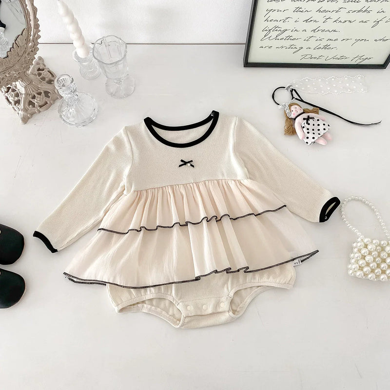 Body Infantil Feminino Bege Lacinho