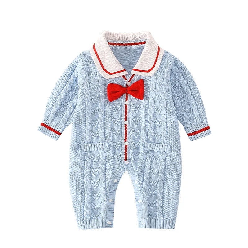 Macacão Infantil de Tricô Gravatinha