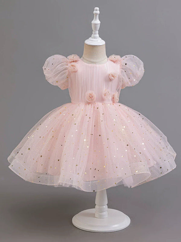 Vestido De Festa Infantil Florzinhas e Brilhos