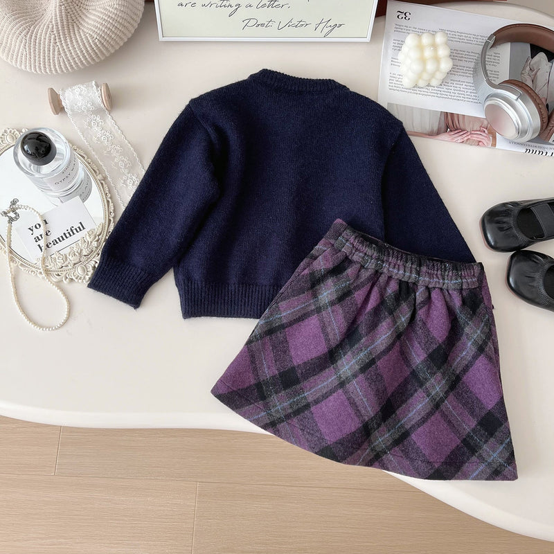 Conjunto Infantil Feminino Xadrez Corações