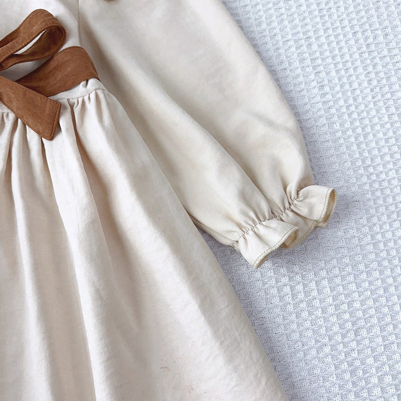 Vestido Infantil Bege com Cintinho
