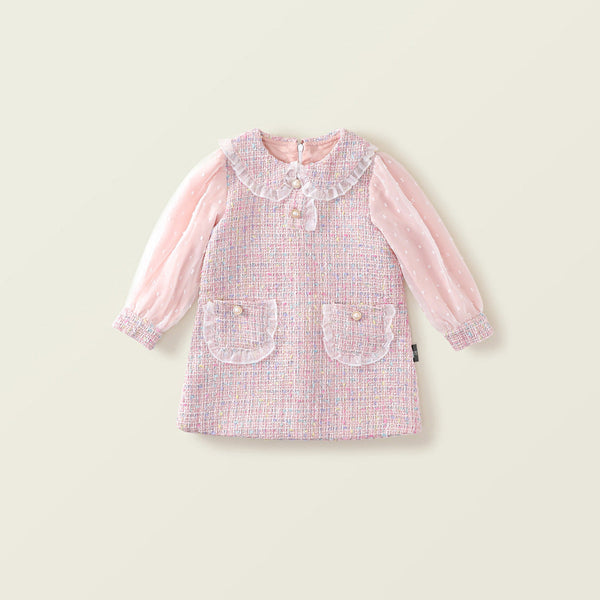 Vestido  Infantil Rosa Tweed