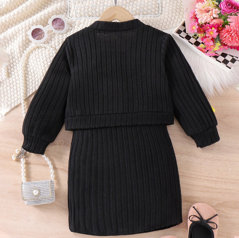 Conjunto Infantil Feminino Preto Florzinhas