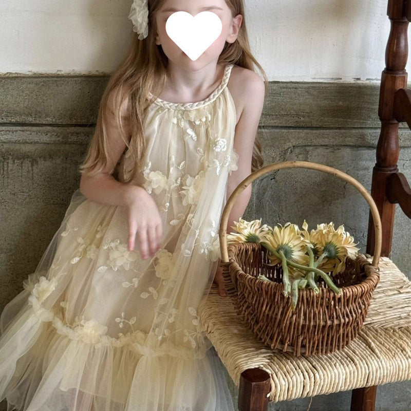 Vestido Infantil de Tule Floral