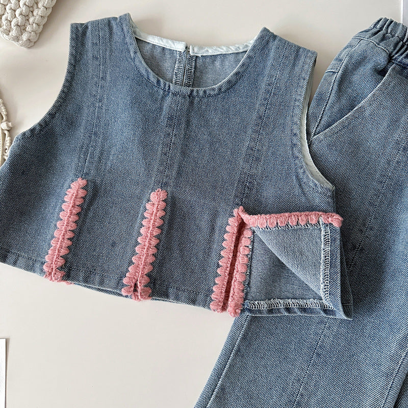 Conjunto Infantil Feminino Jeans 3 Peças