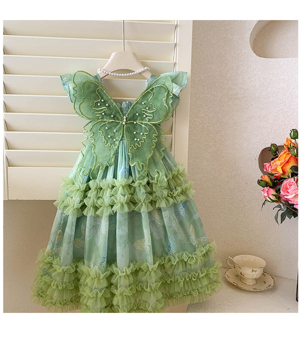 Vestido Infantil Verde Tule Asinha