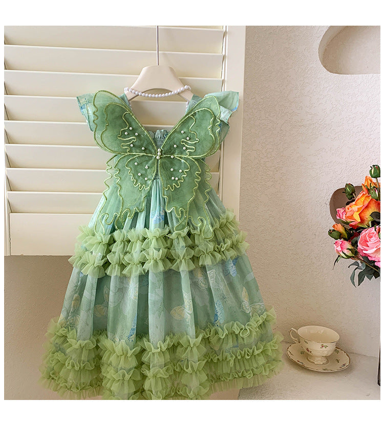 Vestido Infantil Verde Tule Asinha