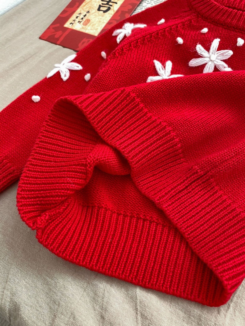 Macacão/ Blusa Infantil Vermelho Florzinhas