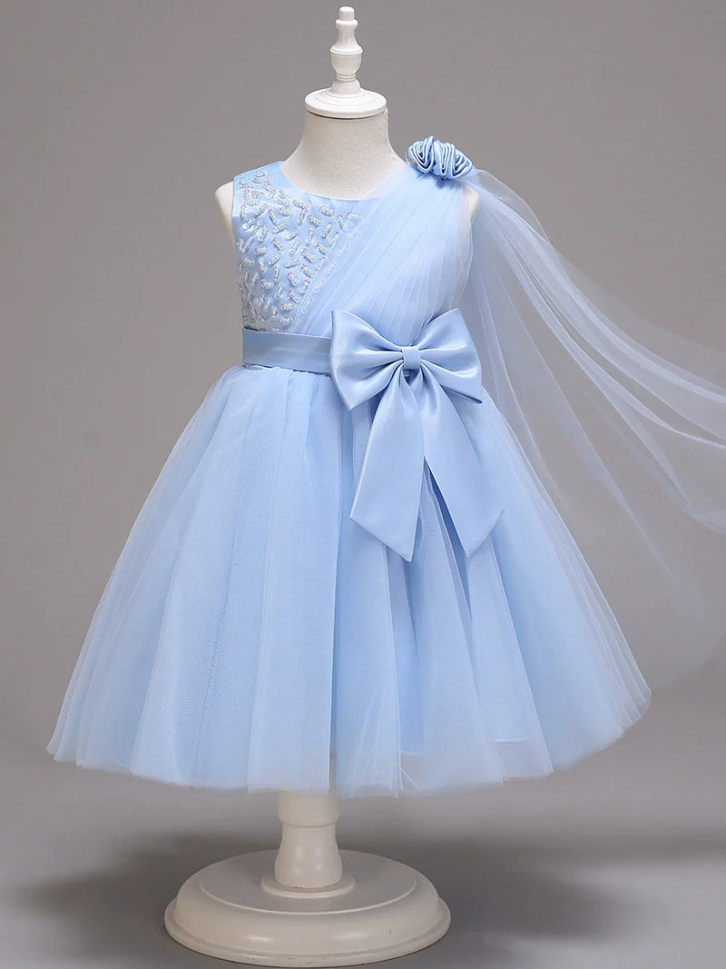 Vestido De Festa de Tule Brilhos e Lacinho