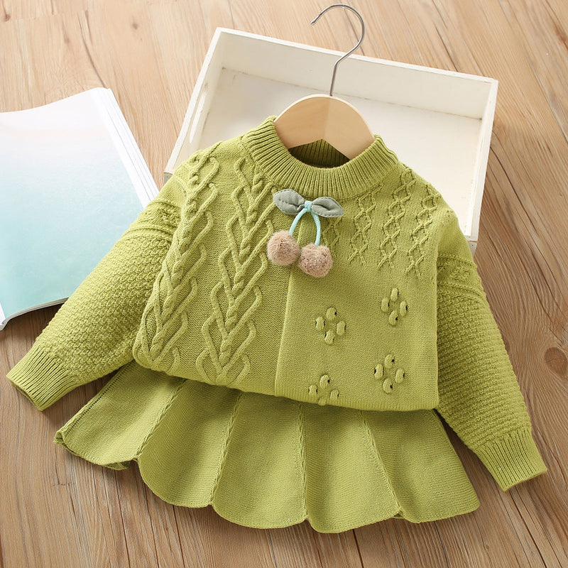 Conjunto Infantil Feminino Tricô Moussi Cerejinha