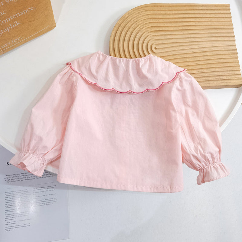 Camisa Infantil Feminina Gola Florzinhas