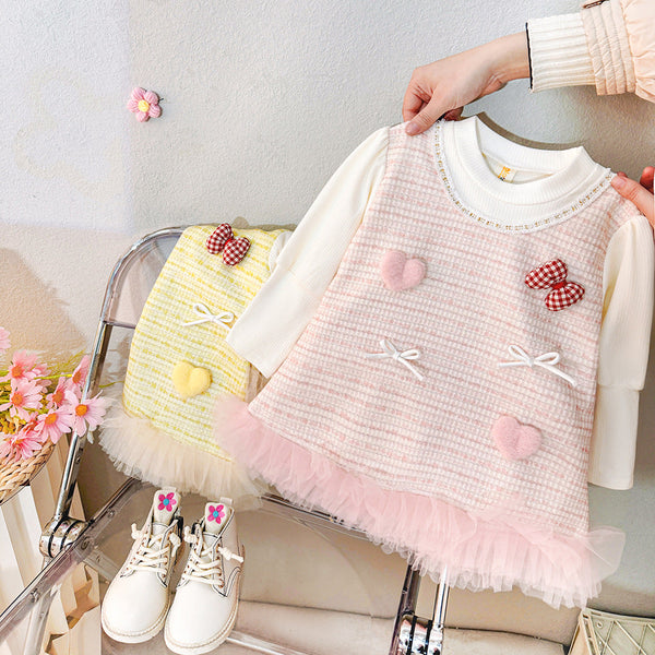 Vestido Infantil Corações e Lacinhos