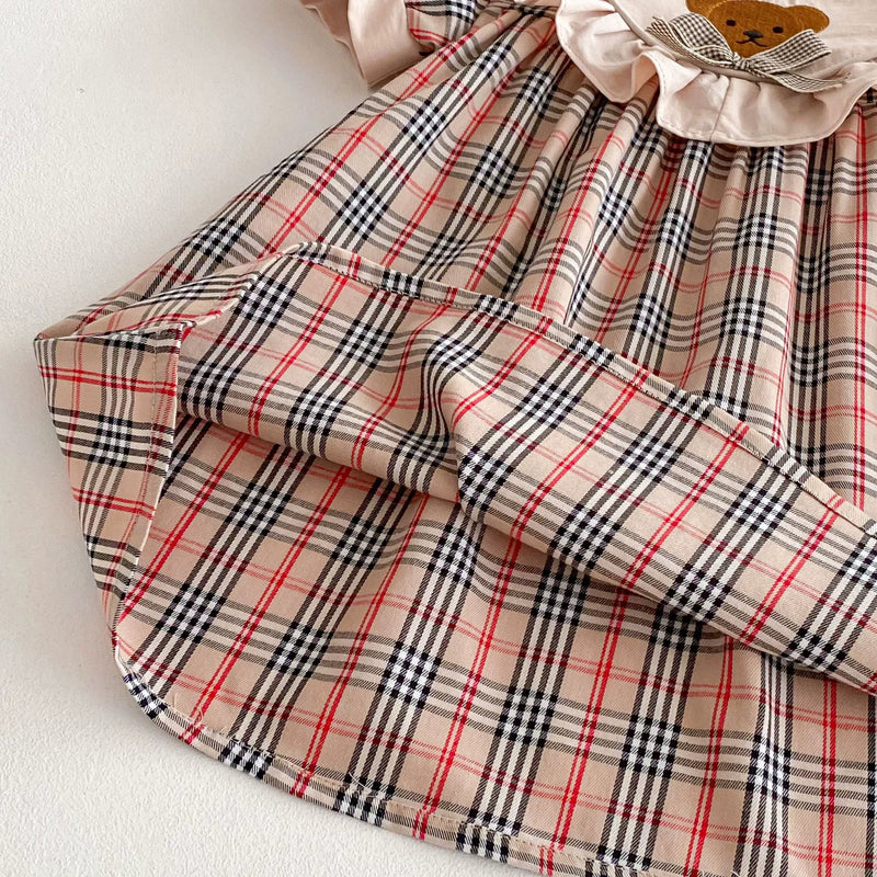 Vestido Infantil Xadrez Ursinho
