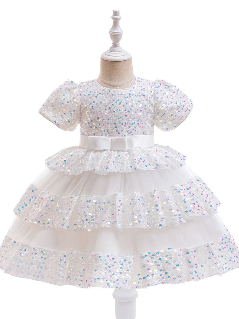 Vestido De Festa Infantil Brilhante Camadas