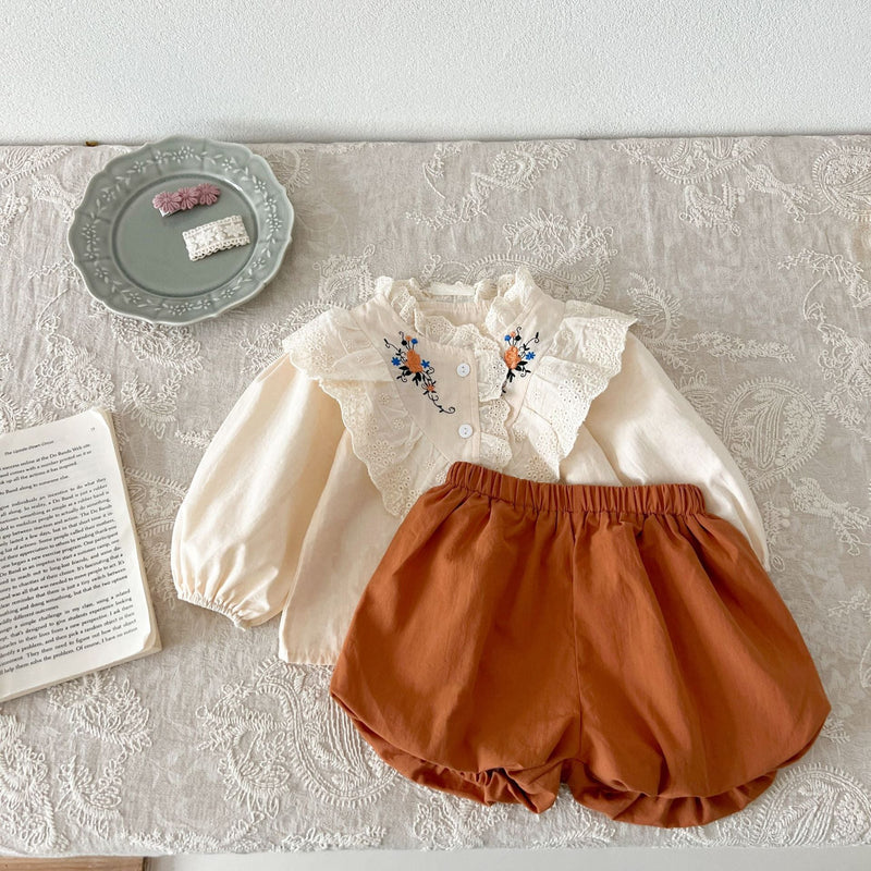 Conjunto Infantil Feminino Bordado Florzinha