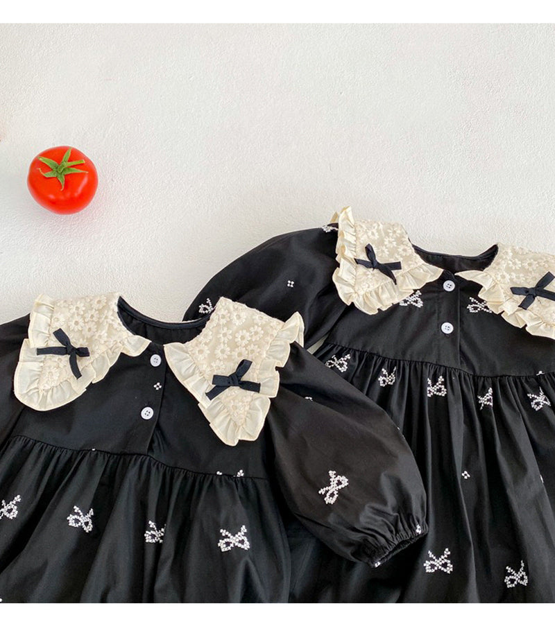Body/ Vestido Infantil Preto Lacinhos