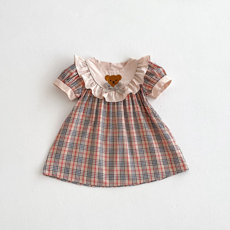 Vestido Infantil Xadrez Ursinho