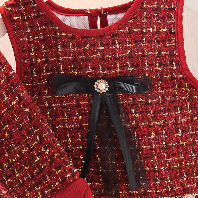 Conjunto Infantil Feminino Vermelho Tweed