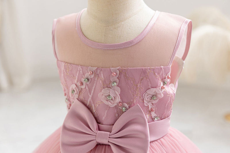 Vestido de Festa Infantil de Tule Camadas e Lacinho