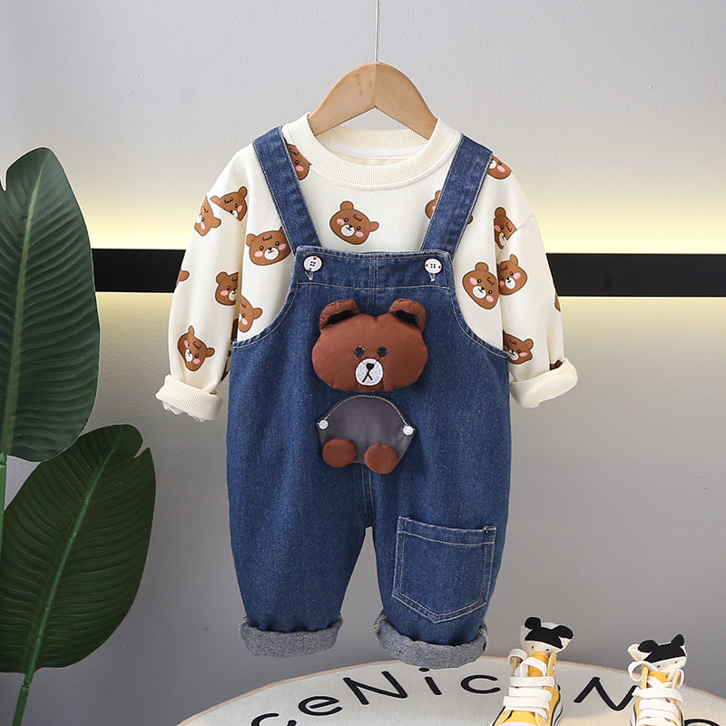 Conjunto Infantil Jardineira Bichinhos + Manga Longa