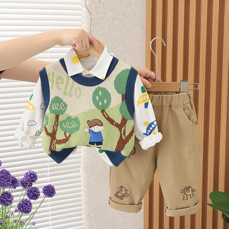 Conjunto Infantil Masculino 3 Peças Colete Menininho