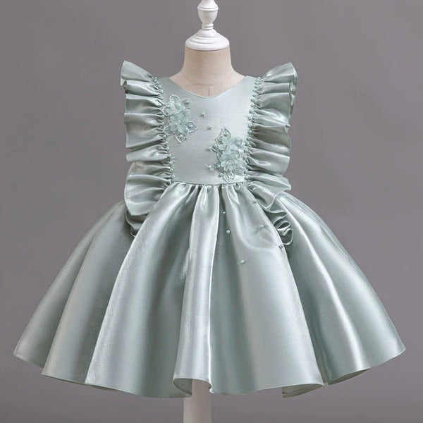 Vestido De Festa Luxo Florzinhas com Pérolas